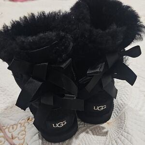 UGG Black Shearling Boots with Bows